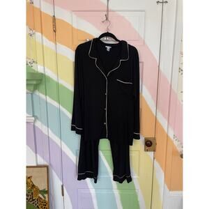 Eberjey Black Modal Pajama Set L Soft Stretch Button Lounge Sleepwear